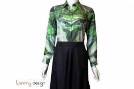 Silk shirt with green betel leaves